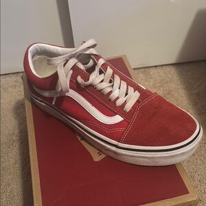 Vans Classic Red and White Skate Shoes